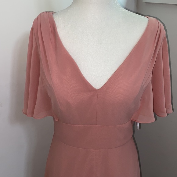NWOT Social Bridesmaids 8188 Ruffle Sleeve V-neck - Picture 4 of 12